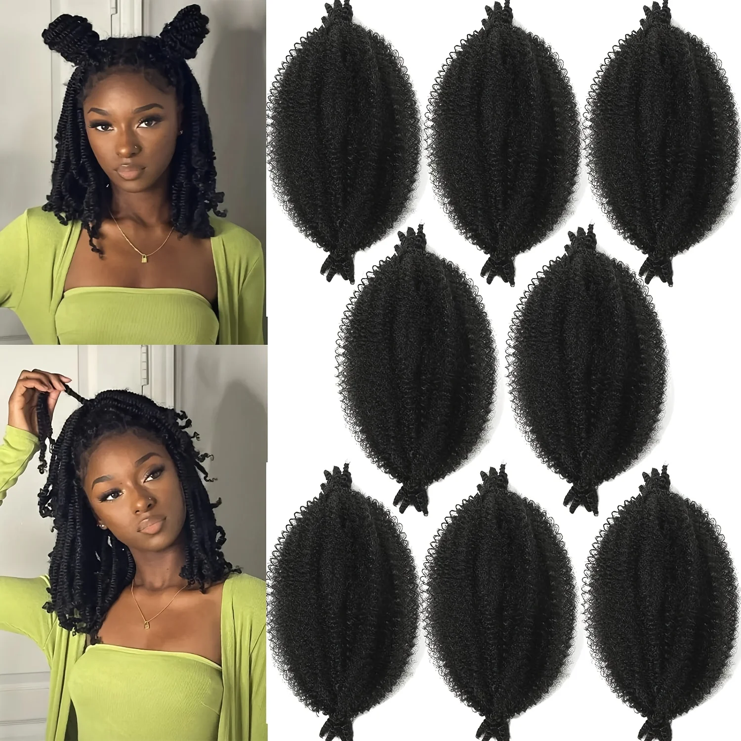 

Синтетические 8 шт. Мягкие афро-защитные волосы для женщин — Kinky Marley Braiding Hair, 8 прядей каждый для Locs & Passion Twists