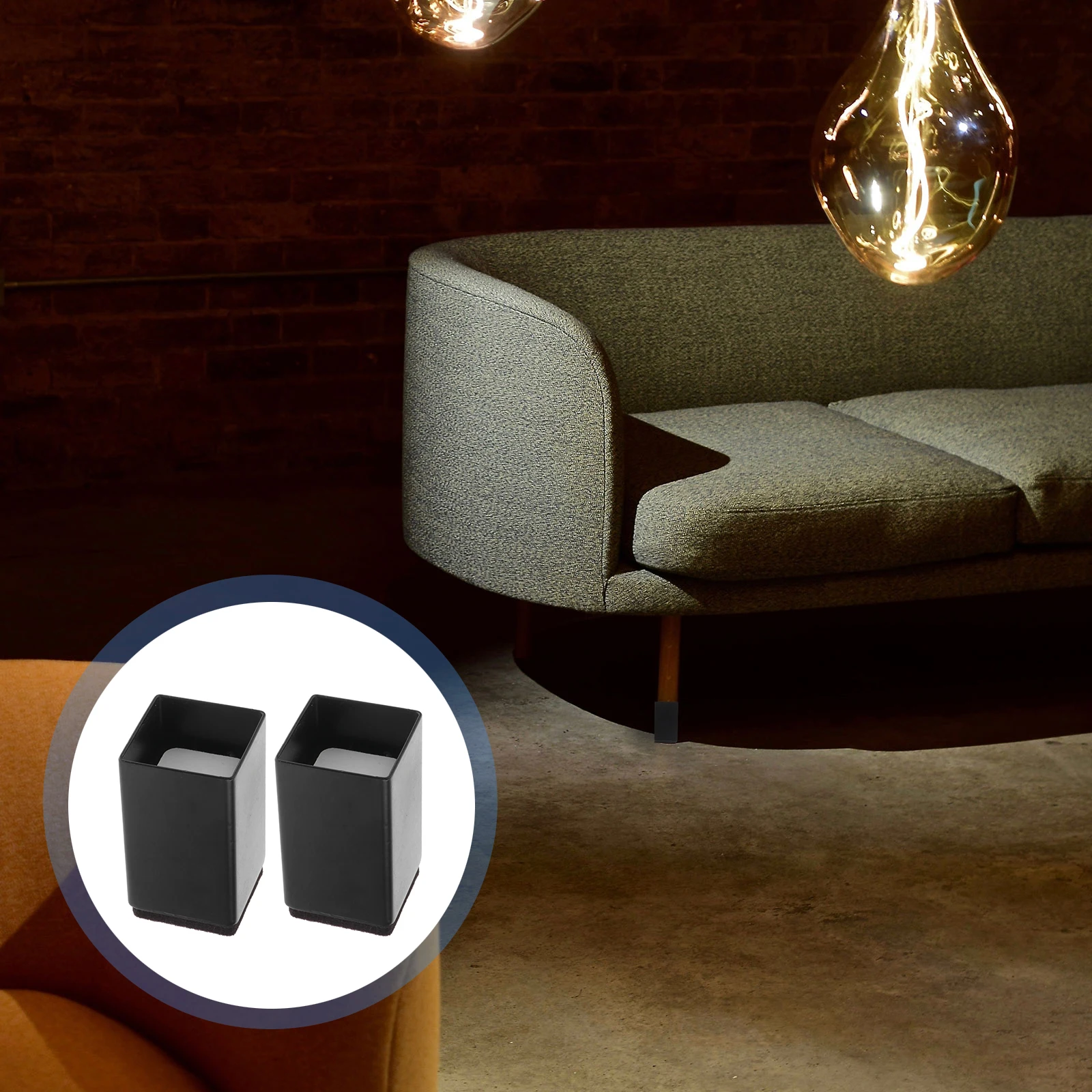 

2PCS Table Feet Riser 4x4cm Brown Chair Leg Covers Bed Foot Sleeves Carbon Steel Felt Wear Resistant Height Adjustment Furniture
