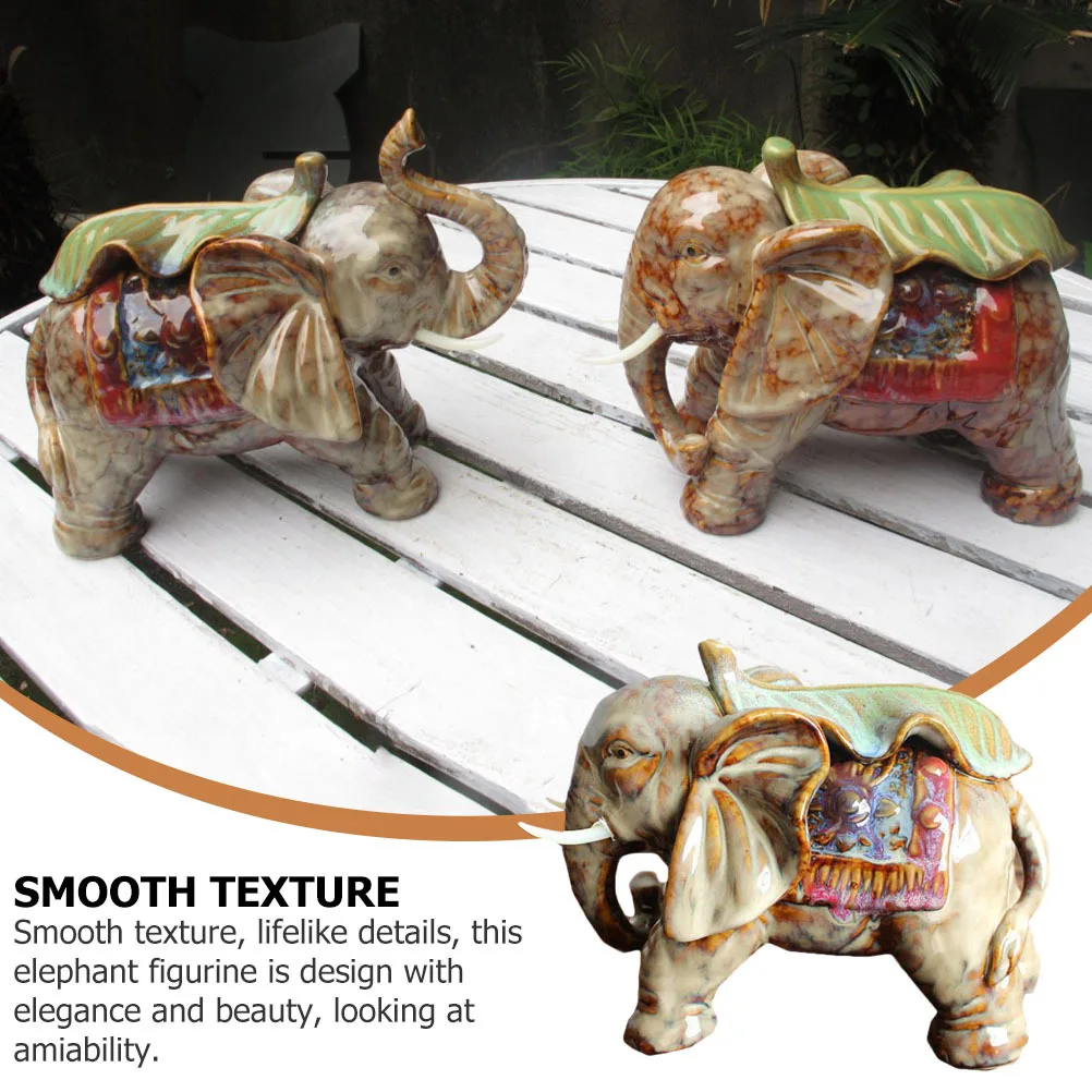 

1Pcs Five Colorful Ceramic Elephant Sculpture Elegant Home Decoration Desktop Ornament Shelf Table Decor Lucky