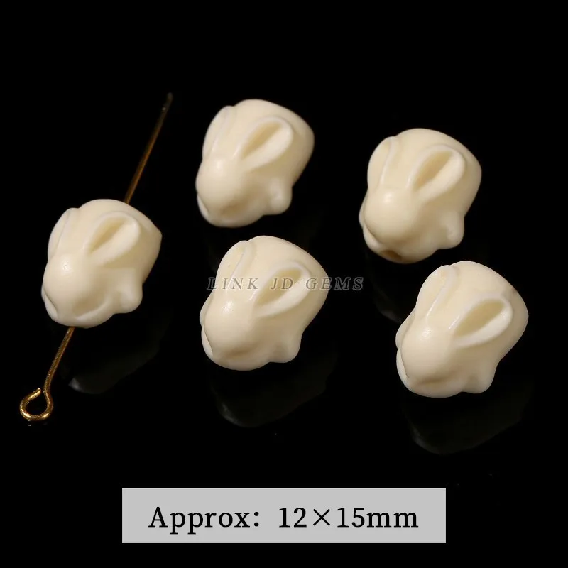 10 Pcs/lot Natural Wooden Bead Ivory Nut Carved Cute Rabbit Tagua Pendant Charms For Jewelry Making Diy Necklace Accessory