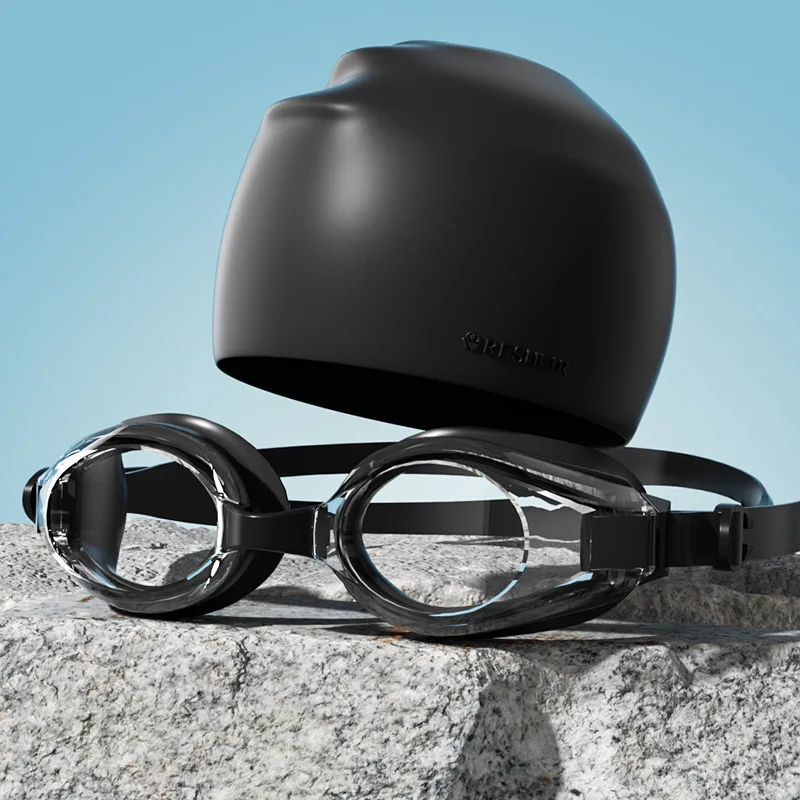 نظارات السباحة قبعة الكبار HD مكافحة الضباب نظارات السباحة مجموعة مقاوم للماء سيليكون نظارات السباحة المضادة للأشعة فوق البنفسجية نظارات السباحة