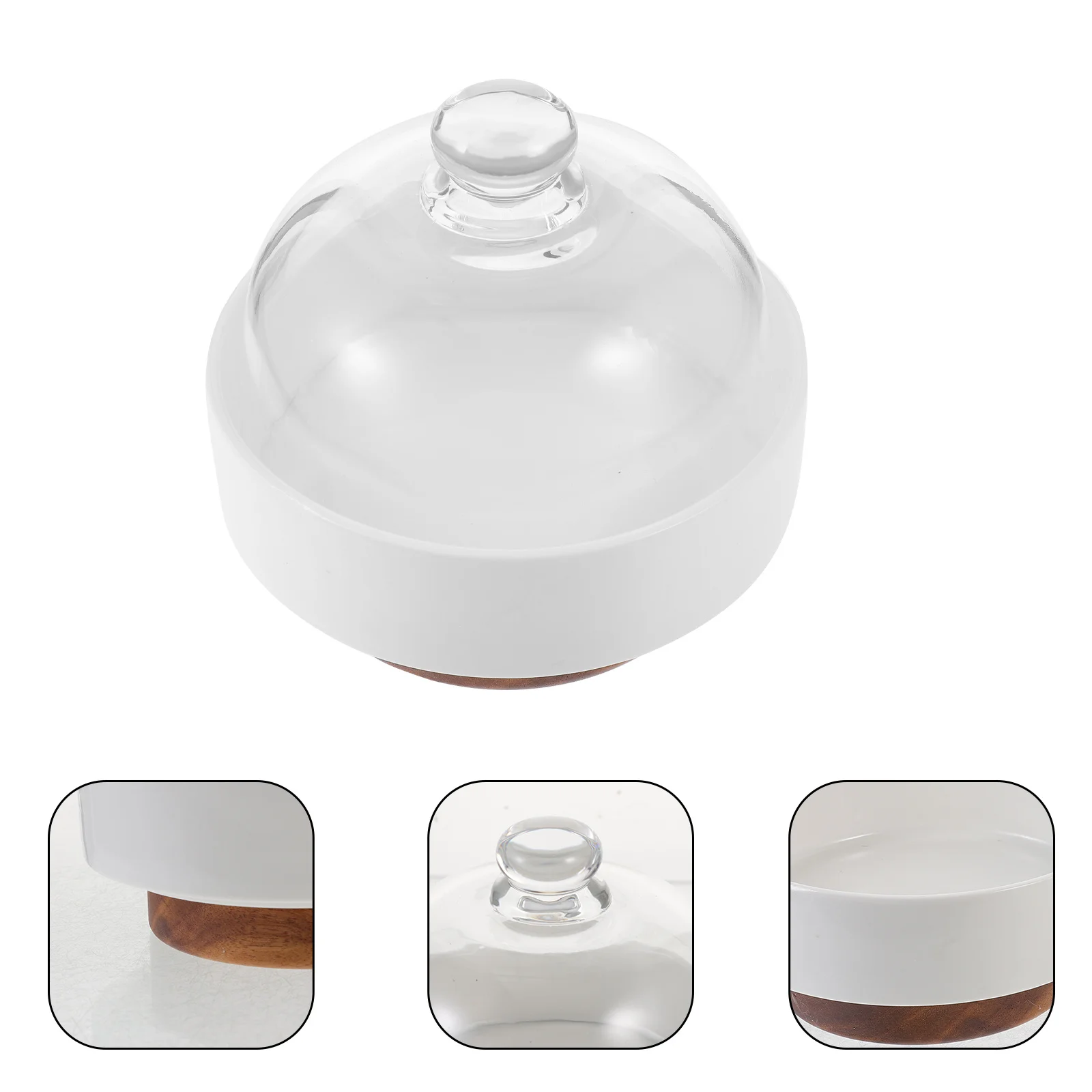 

Glass Dome Cake Plate Transparent Ceramic Tray Dessert Cover Food Protective Display Stand Candy Plate for