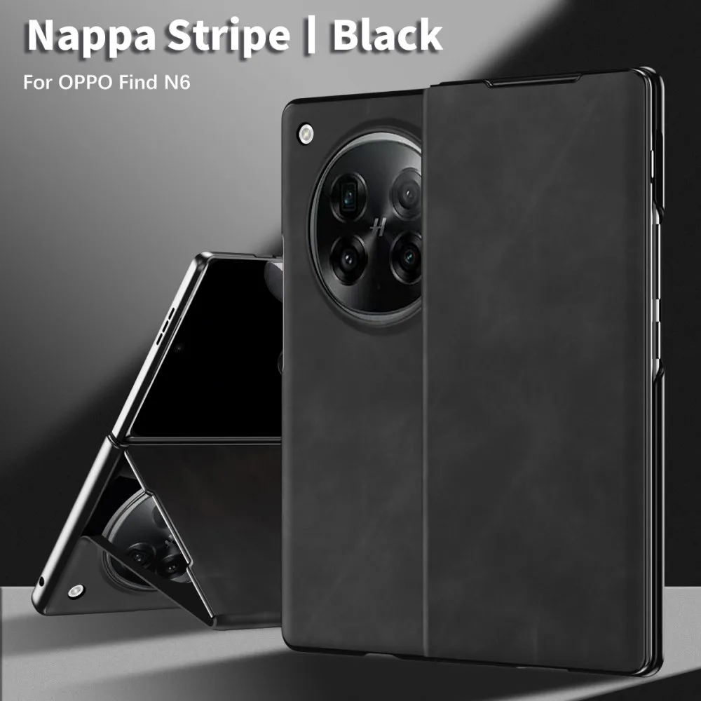 

For OPPO Find N6 Solid Color Flip Leather Phone Case Holder Design Protective Shell Protection Shockproof Back Cover