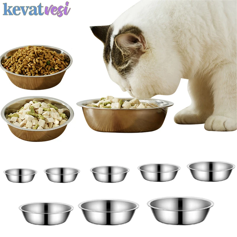 

Stainless Steel Pet Bowl Dog Food Bowl Durable Thickened Metal Cat Bowl Multisize Pet Food Container Dog Cat Water Feeder Bowls