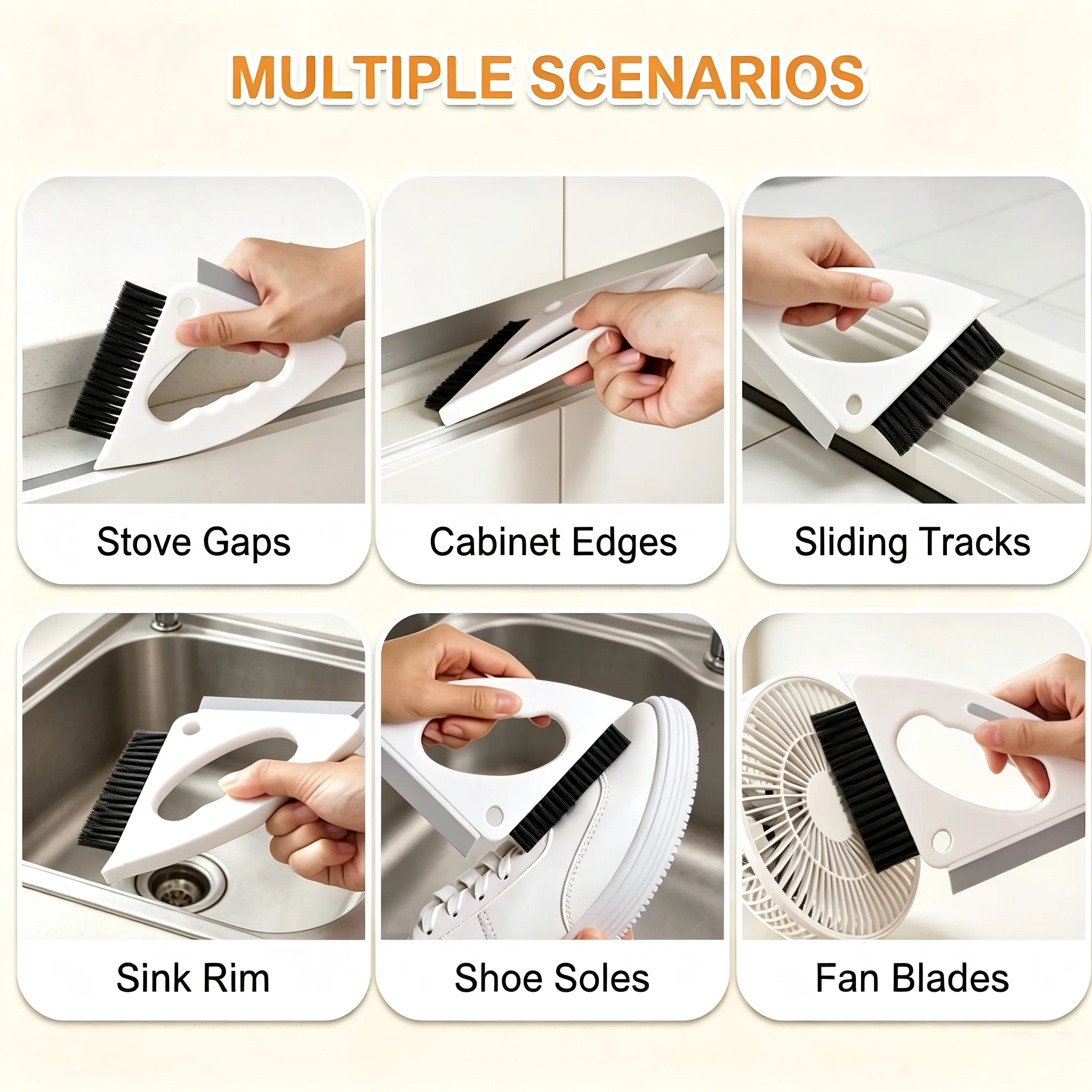 Multifunctional Gap Cleaning Brush, Tiny Crevice Deep Clean Tool for Window Grooves, Multi-Scene Household Cleaning Accessory