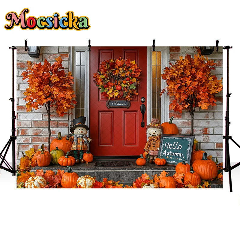 Mocsicka-Fond de ferme d'automne pour enfants et adultes, accessoires de photographie, enfant, bébé, tournesol, Aliments, granaire, foin, empilements ouvertement, studio photo
