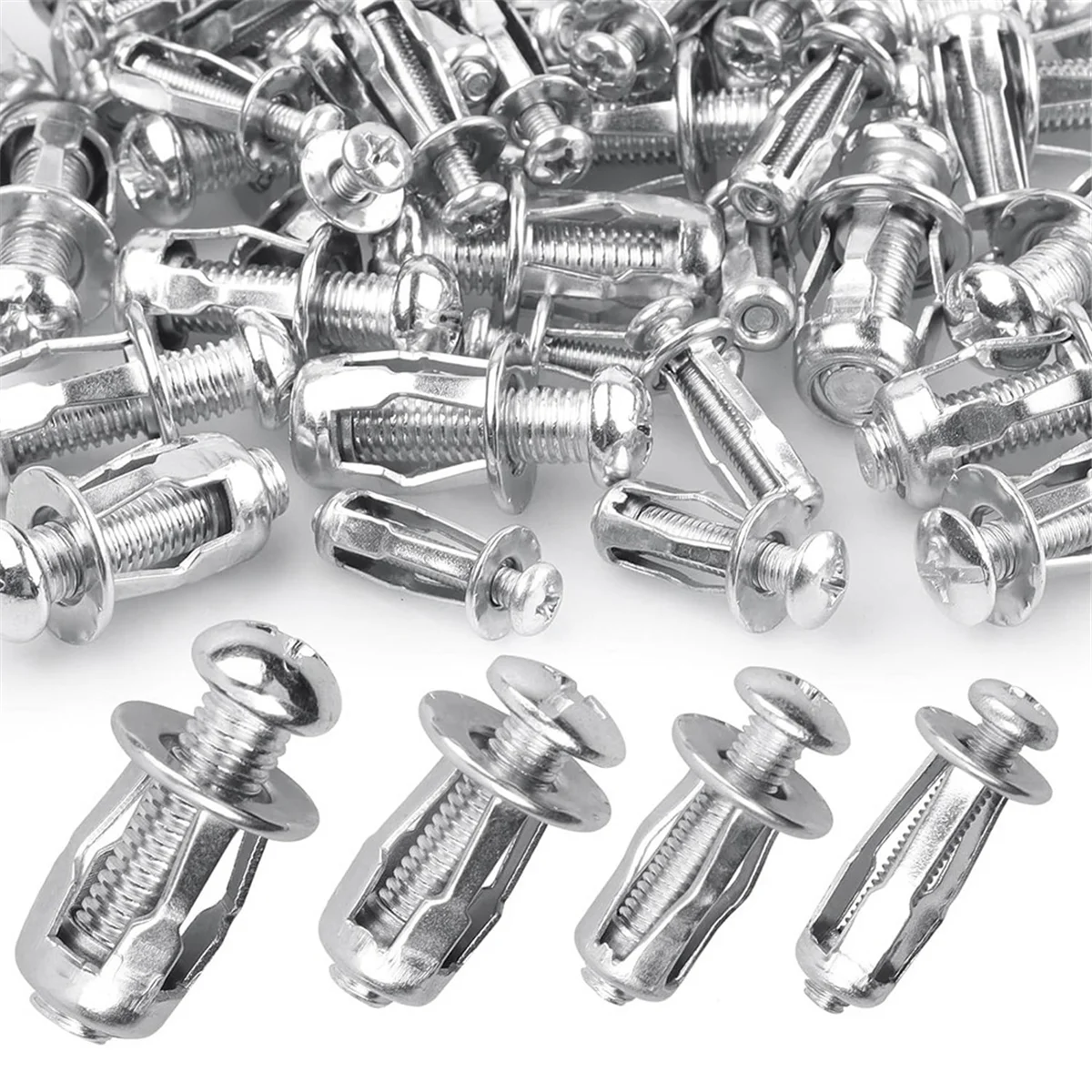 80Pcs Expansion Screw Petal Nut, M5 M6 M8 Jack Nuts, Petal Shape Metal Nut with Screws Assembly for Hollow Wall Iron