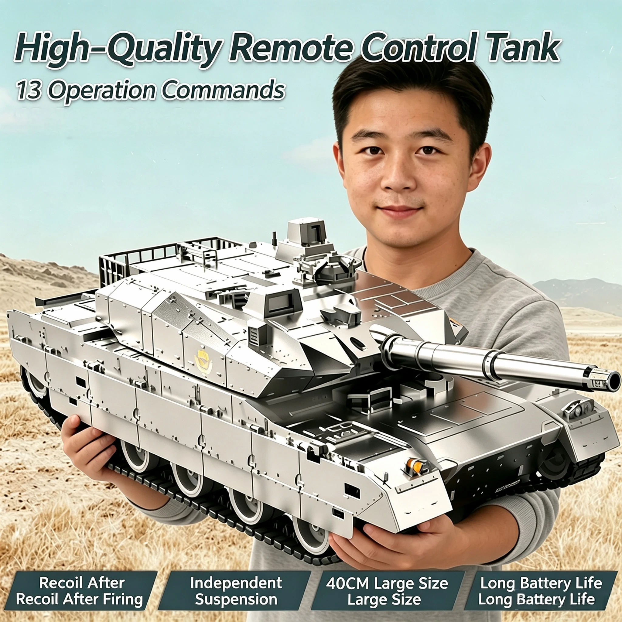 TONGLI Remote Control Tank Toy for Boys, Shoots Projectiles, Tracked Military Model, Rechargeable Off-Road RC Car, Simulated Track Tank, Parent-Child Battle Interactive Toy, Birthday & Children’s Day Gift for Boys