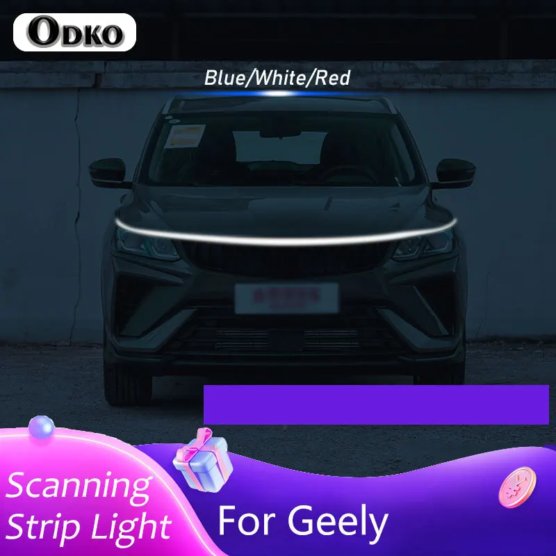 

Car LED Hood Light Strip For Geely Coolray Atlas pro ec718 ec7 ec8 Daytime Running Lights DRL Start Scanning Lamp Accessories