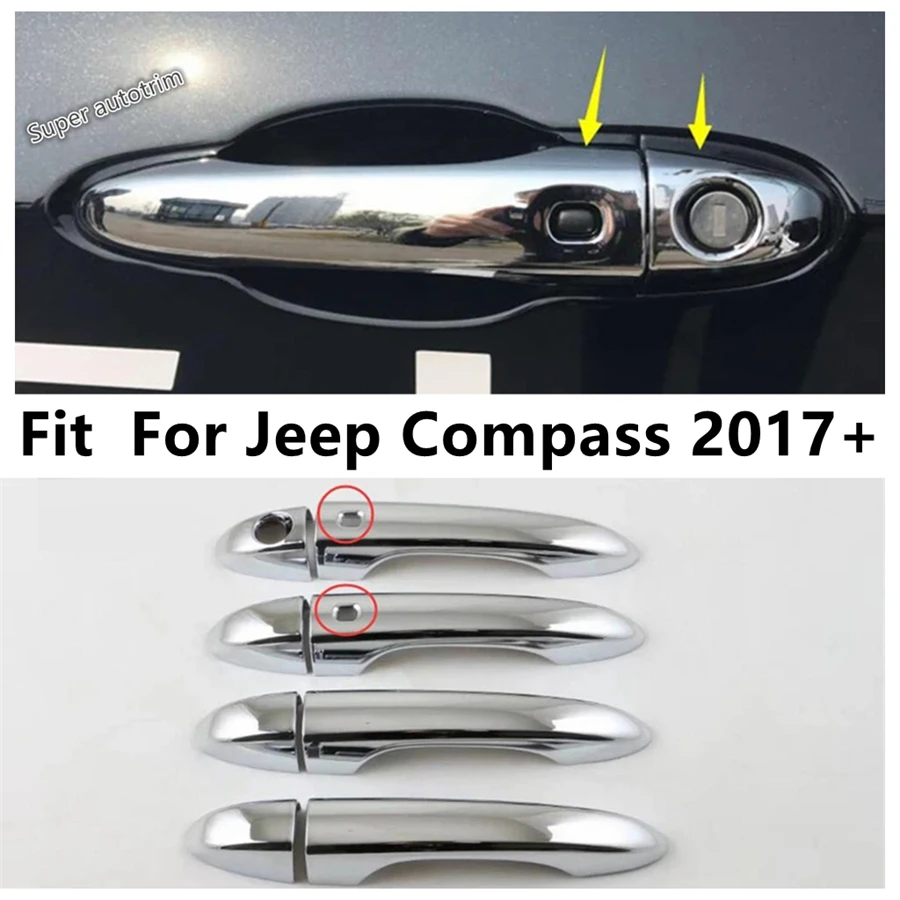 

Car Door Handle Decoration Sequins Protection Cover Trim ABS Chrome Accessories Exterior Refit Kit For Jeep Compass 2017 - 2024