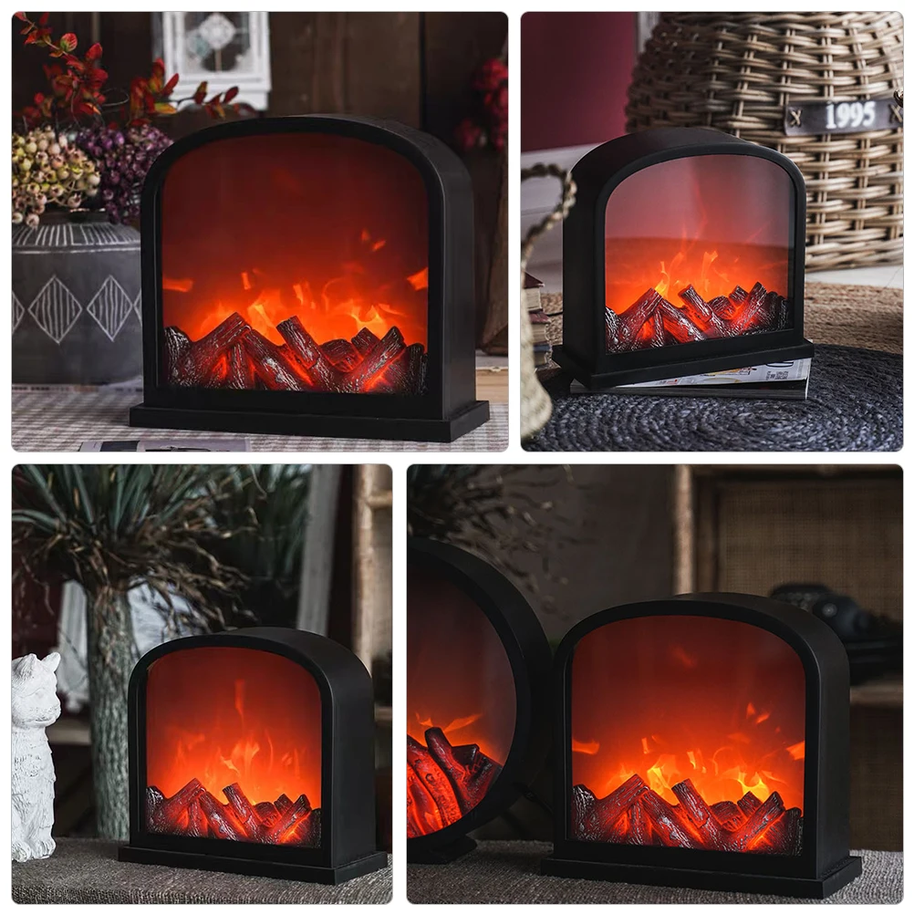 

1 set Fireplace Night Table Light Desktop Light Christmas Home Decor Plastic Bedroom Fireplace Lamp Living Room Gifts