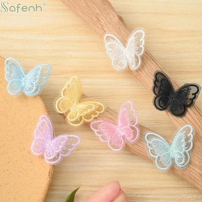 10Pcs/pack Embroidery Lace Butterfly Sew Iron On Patch Badge Wedding Bridal Dress Embroidered Applique Craft DIY Sewing Supplies