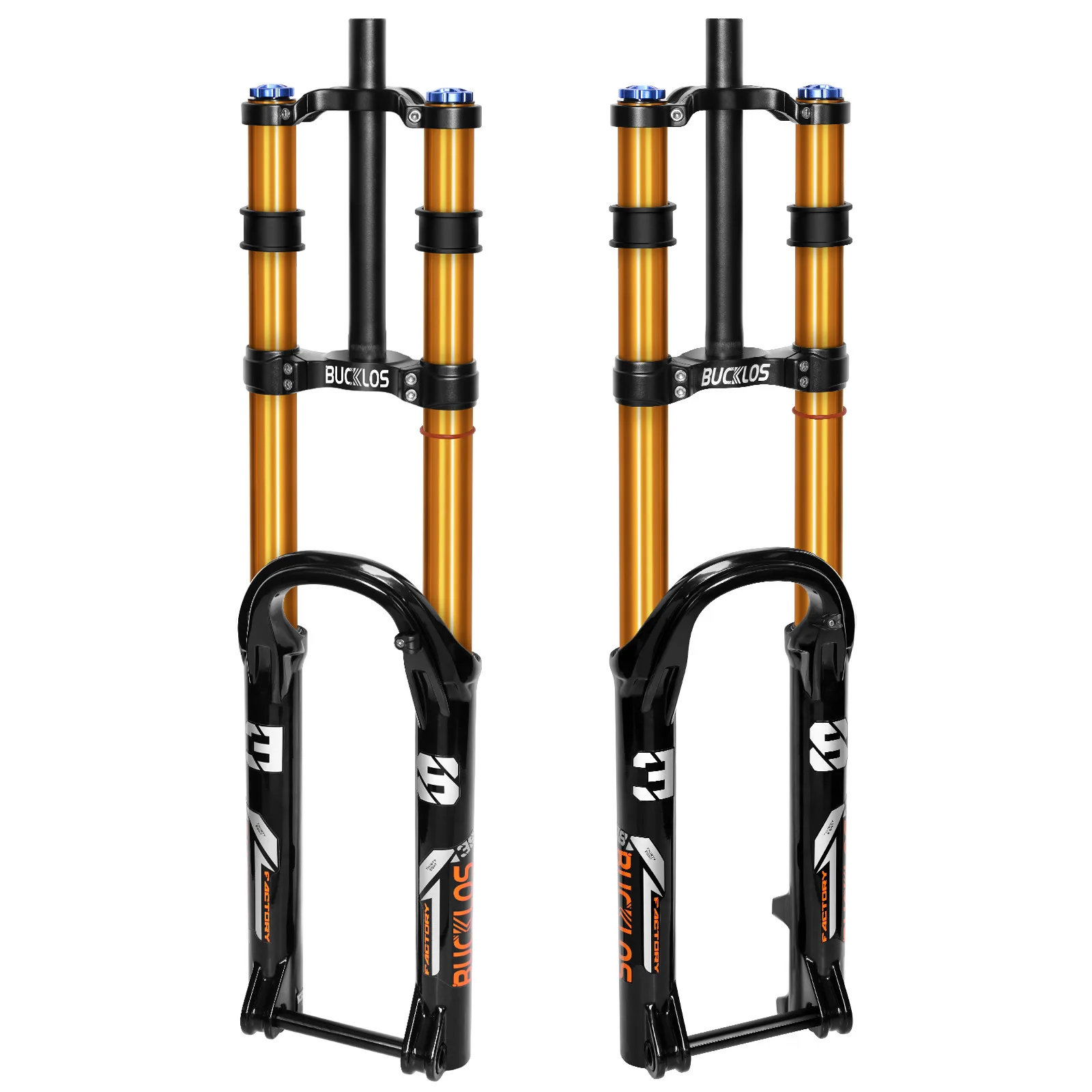 

Bucklos 27.5/29" Mtb Air Suspension Fork Gold Double Shoulder Tapered Steerer Thru Axle Damping Downhill Bicycle Parts
