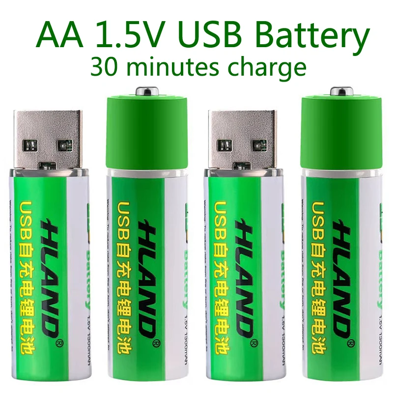 

Large capacity 1.5V AA 1300mAh USB rechargeable lithium ion battery for remote control wireless mouse