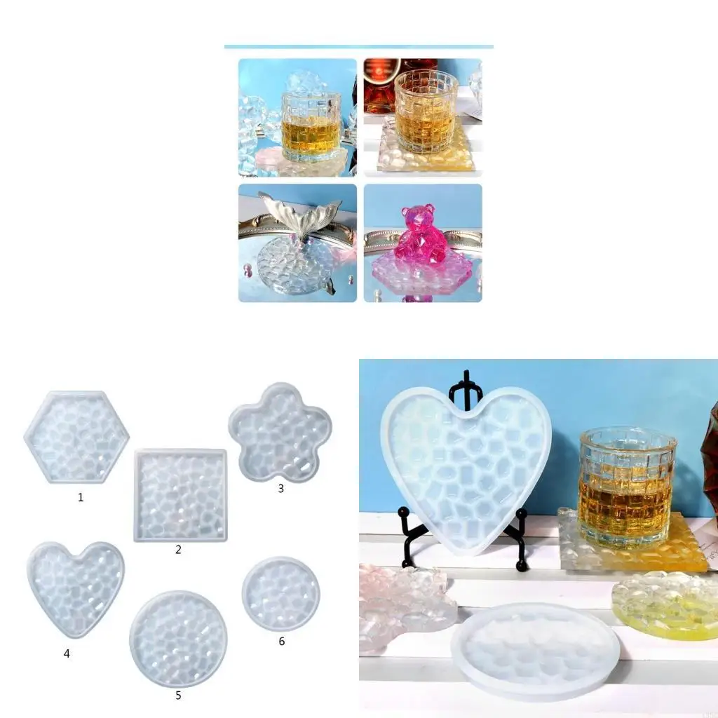 195C 1/6Pcs Round Resin Mold Diamonds Pattern Bottom Silicone Mold Epoxy