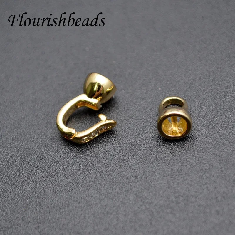 5x11mm High Quality Nickle Free Gold Plating CZ Beads Paved Clasp Connector for DIY Jewelry Making Accessories 30pcs/lot