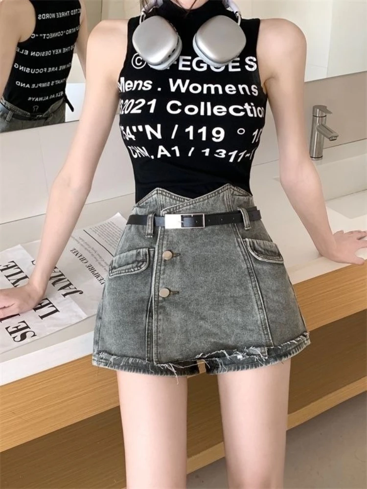 

Летняя новинка: женские джинсовые мини-юбки-шорты с высокой талией и асимметричным кроем, универсальные, популярные в этом году, бестселлер.