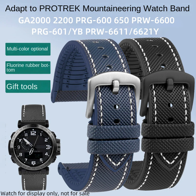 

24mm Bracelet For GA2000 2200 Casio PROTREK PRG-600 650 PRW-6600 PRG-601/YB PRW-6611/6621Y Nylon Rubber Strap watchband For men