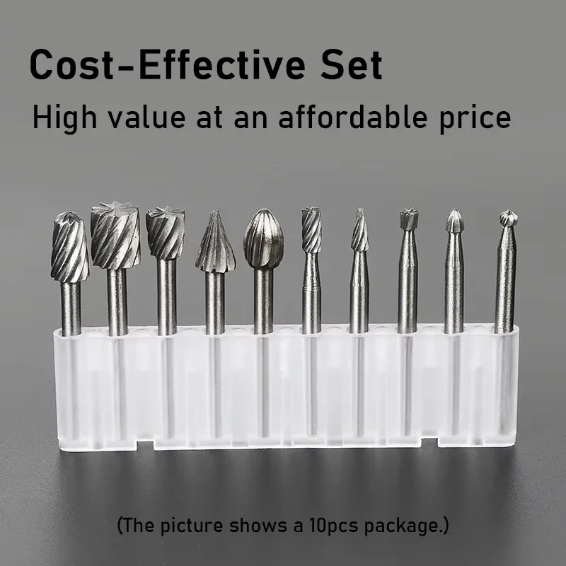 6pcs 10pcs/Set HSS Rotary Burr Mill Cutter Routing Router Bits Burr Rotary Tools Wordworking Tool Engraving Dremel Accessories
