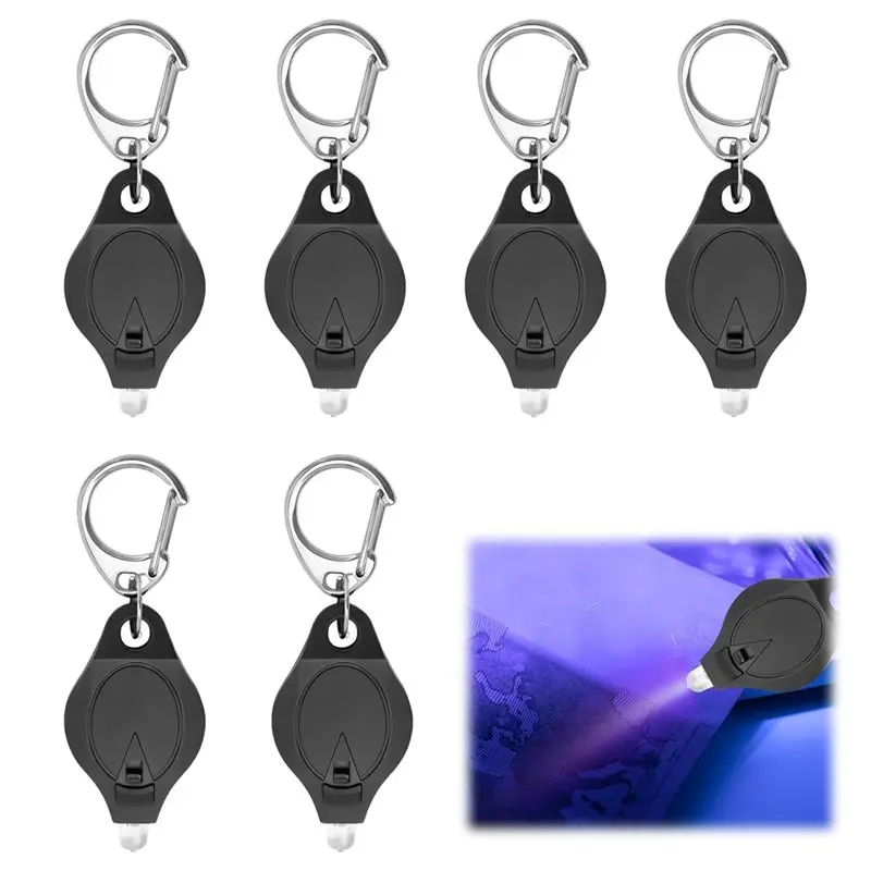 6Pcs UV Note Checker Keychain Flashlights Blacklight Money Checker LED Keychain Flashlight Portable Flashlight Note Checker