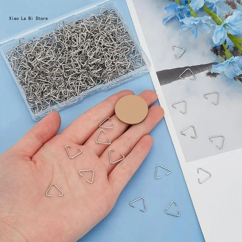 600 Pieces Silver Triangles Jump Rings Pinch Clip Bails for Craft and Jewelers XXFD