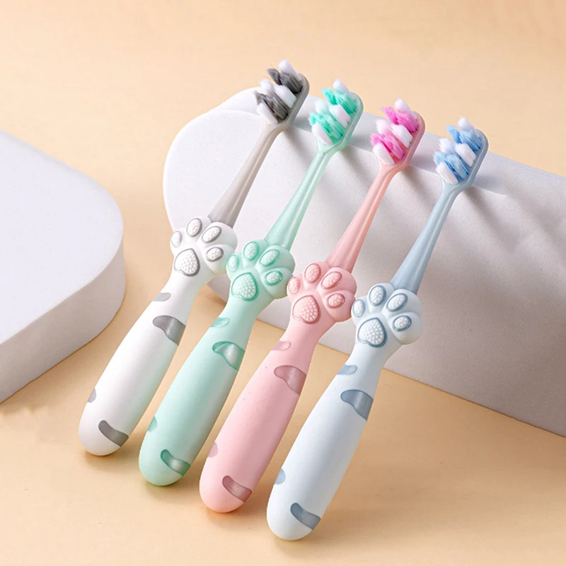 3D Stereo Cat Claw Shape Toothbrush, Cabelo Ultra Fino Macio, Escovas infantis, Totalmente Envolvido Oral Care, Escovas de limpeza