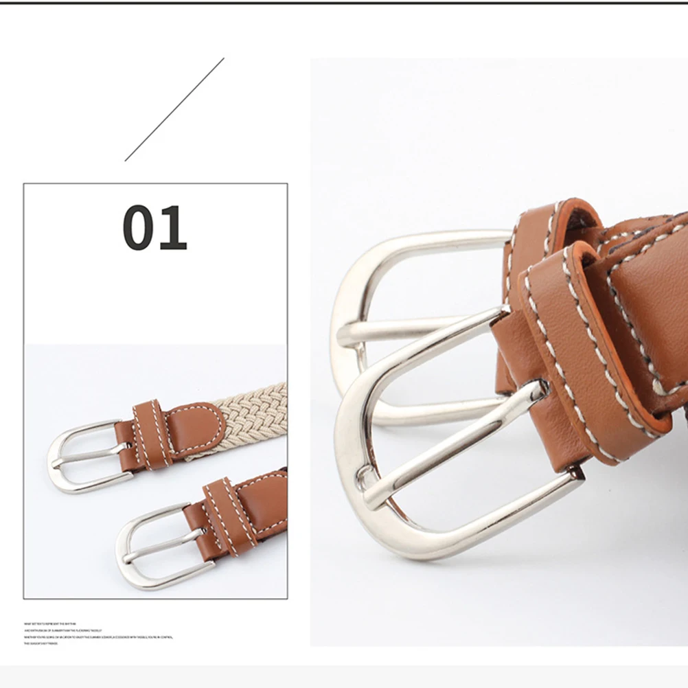 

Casual Elastic Waistband Men's Belt Mens Braided Buckle Green Woven Stretch Man