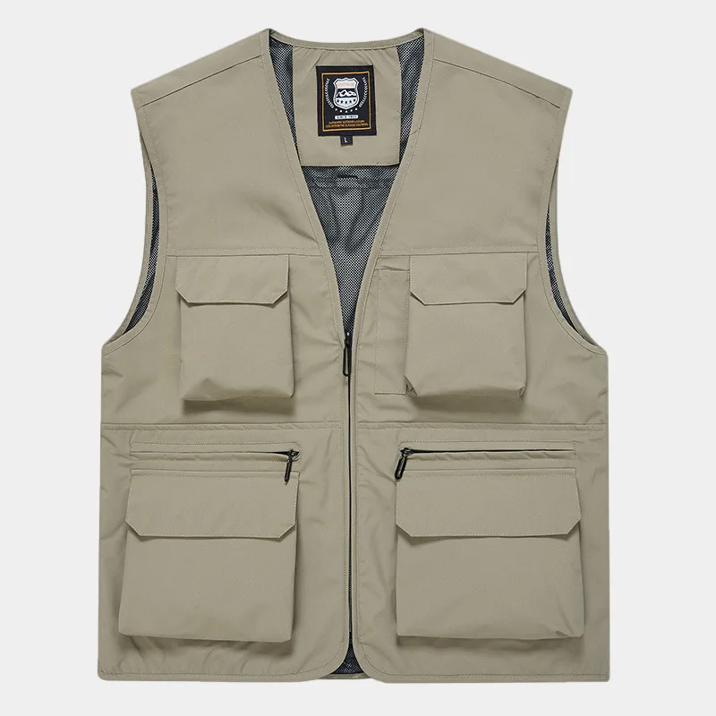 Men's Outdoor Spring Summer Mesh Vest Mens Multi-pockets Tactical Waistcoat Mountaineering Hiking Fishing Sleeveless Jackets 5XL