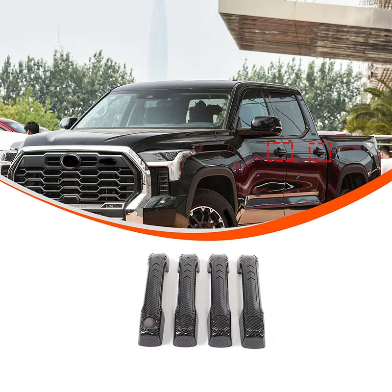 

cheya ABS Carbon Fiber Pattern Car Exterior Handle Decorative Cover for Toyota Tundra/Sequoia 2022+ Exterior Accessories 4 pcs