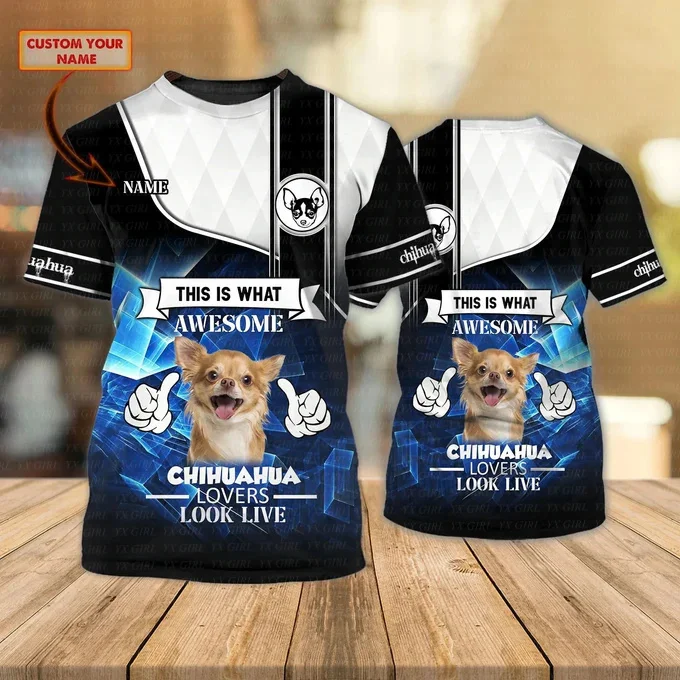 Custom Name Husky Shepherd Dog Cat Pet Personalized Name 3D Round Neck Harajuku Summer Casual Funny Short Sleeves T-Shirts A03