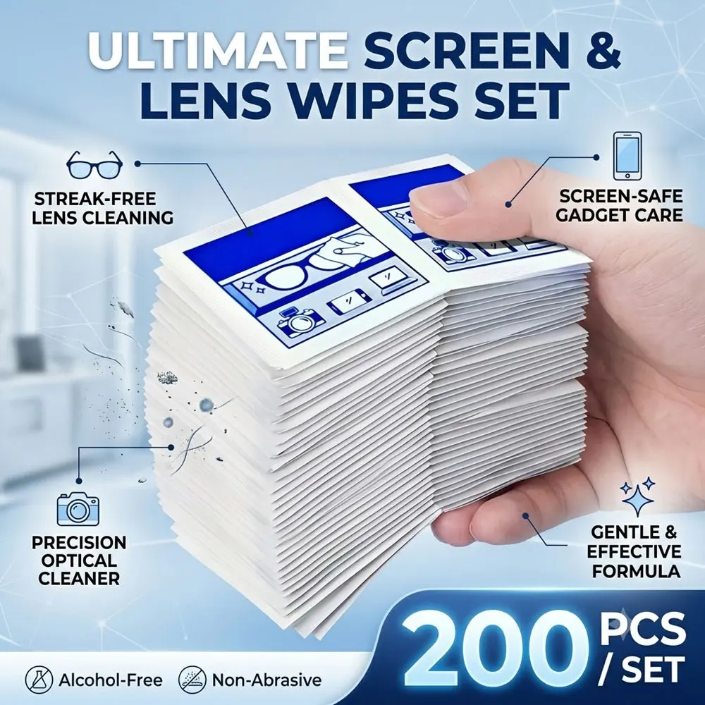 200Pcs/pack Disposable anti Fog Glasses Wipes, Non Marking Glasses and Screen Cleaning, Suitable for All Lenses, Phones, Cameras