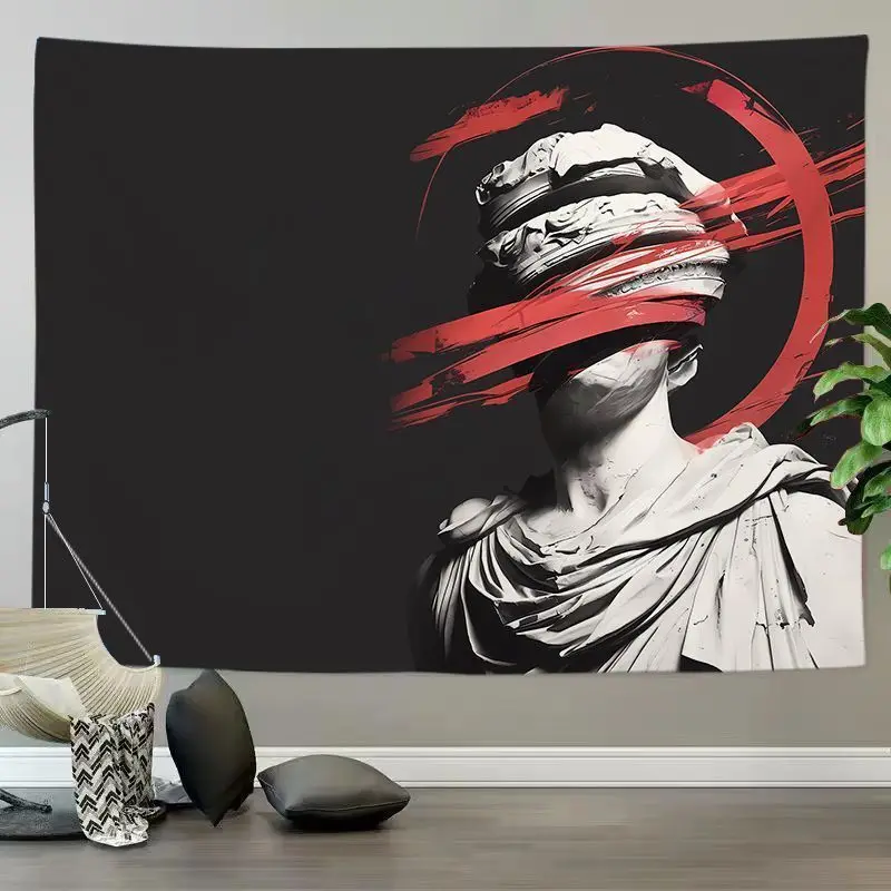 VIKAMA Classic Statue Dark Art Horizontal Tapestry for Wall Hanging Decor Bedroom Living Room Cozy Aesthetic Home Decor