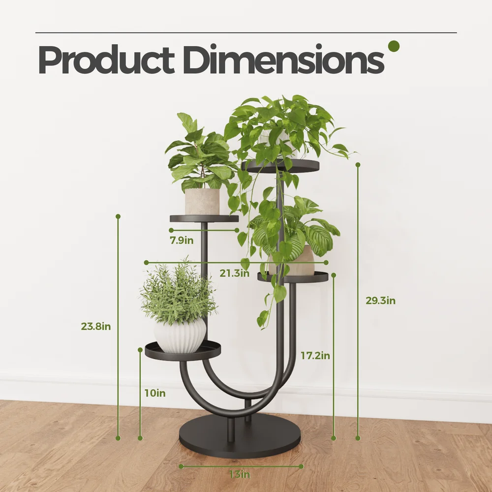 

Plant Stands Corner Plants Shelf For Indoor Tall Plant Stand Indoor Plants Display 4 Pots Black Planter Holder For Home Living