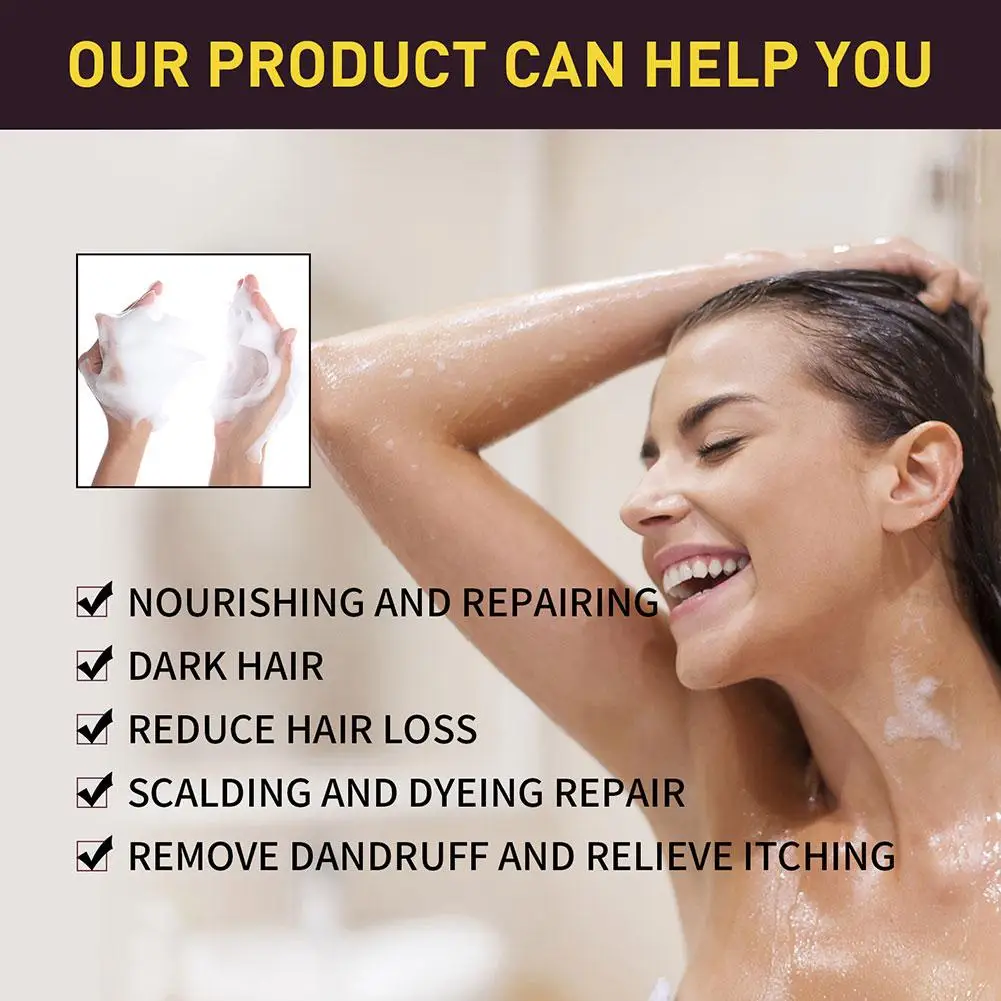 EELHOE Black Hair Dye Shampoo 3 in 1 Growth Hair Darkening Deep Nourishing Black Hair Dye Shampoo Natural Organic Herbal