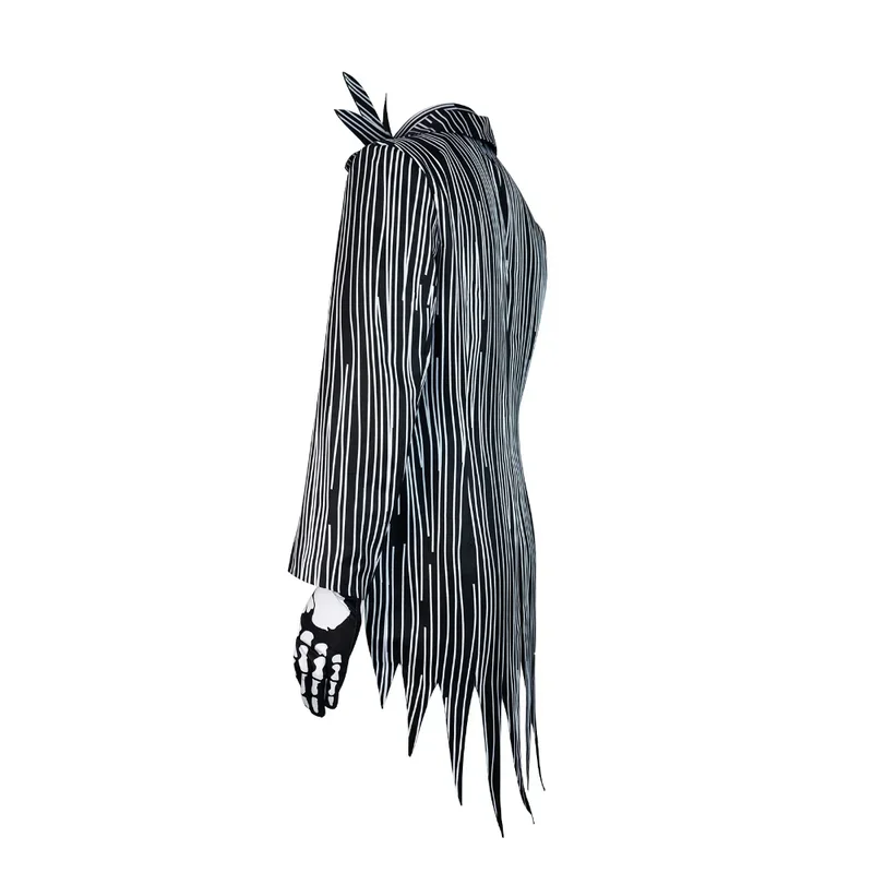 ZA01 Movie Nightmare Jack Cosplay Costume Christmas Horror Skelling Stripe Black Uniform Skeleton Outfit Halloween Carnival Za0@