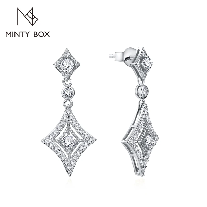 

MINTYBOX Vintage D Color VVS1 Brilliant Moissanite Earrings for Women 925 Sterling Silver Yellow Gold Plated Anniversary Jewelry