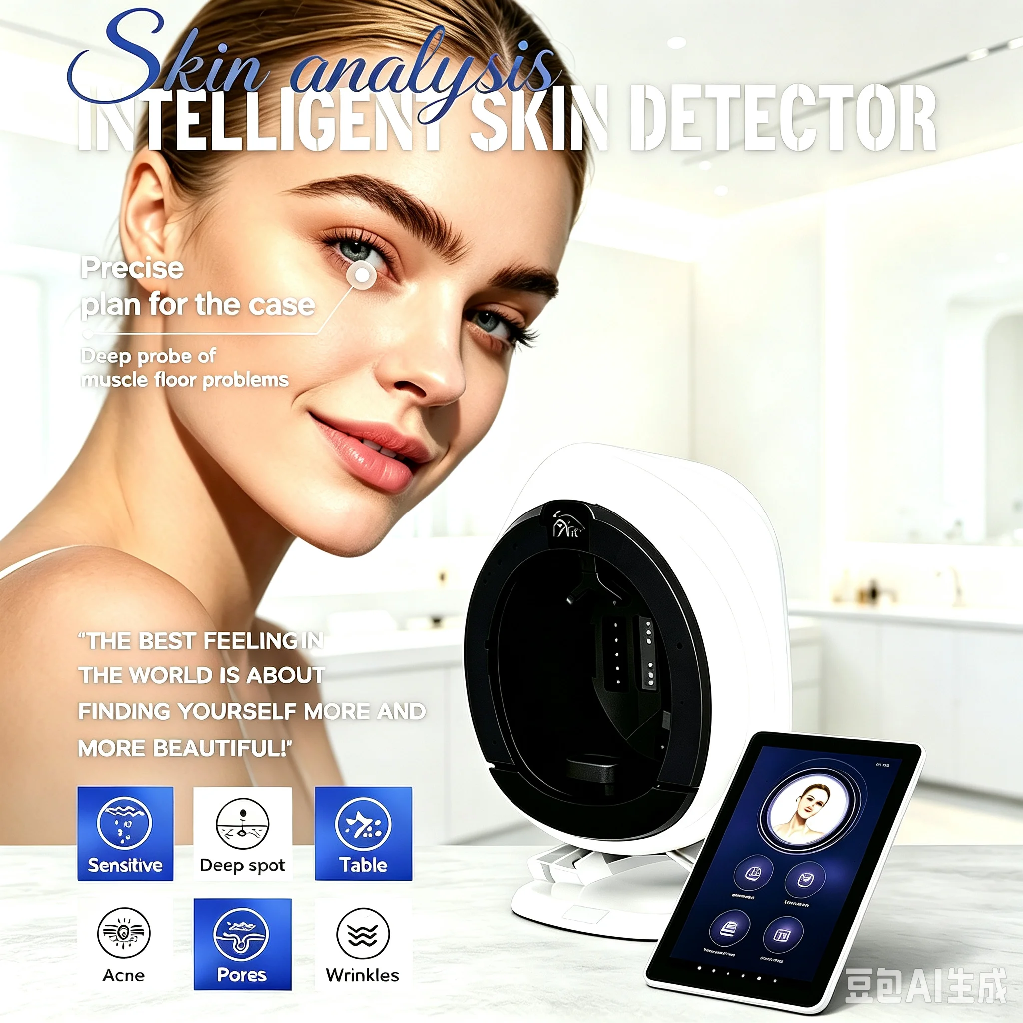 AISIA Q1 3D AI Skin Diagnosis Machine 8 Spectrum Facial Scanner Skin Detector Deep Skin Analysis Face Tester Beauty Salon