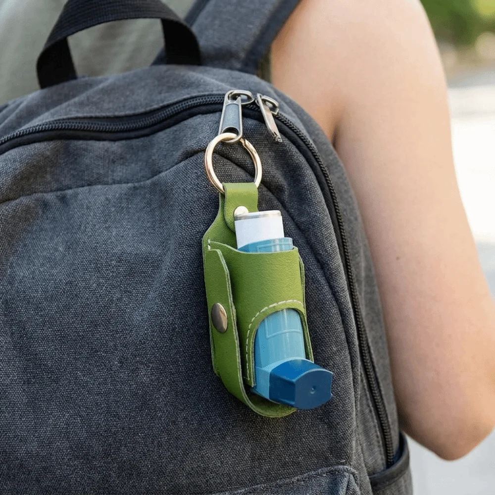 PU Spray Bottle Storage Bag Lightweight Protective Inhaler Spacer Holder Compact with Buckle Inhaler Storage Sleeve Adult