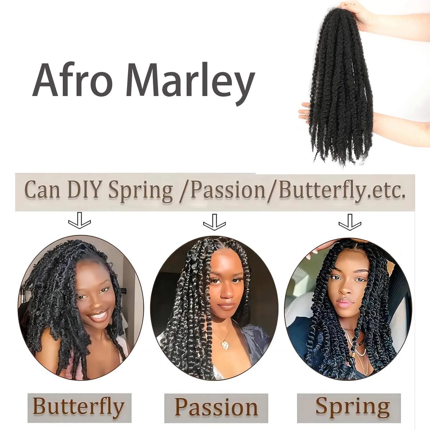 18 Inch Marley Braids Hair Synthetic Afro Curls Soft Kinky Twist Marley Hair Crochet Braiding Hair Extensions For Women