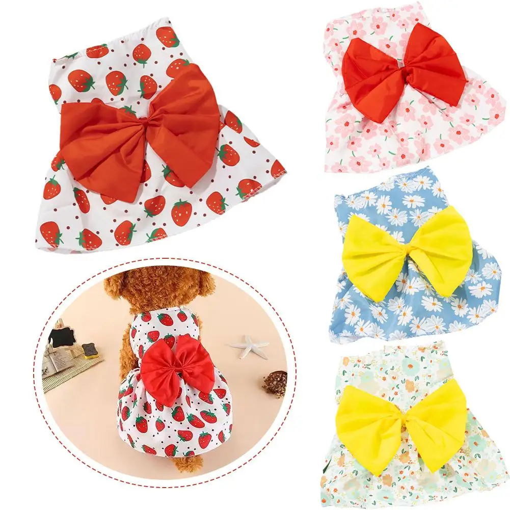 Small Dog Floral Princess Skirt Cat Teddy Pet Sleeveless Cute Thin Dog Breathable Skirt Style Summer D7O9