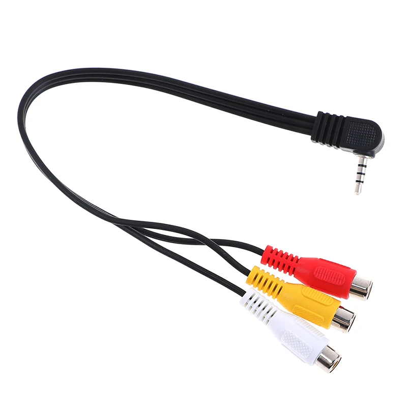 High Speed 90degree 3.5 mm Male Jack To 3 RCA Female Plug Adapter Audio Converter Video AV Cable Wire Cord