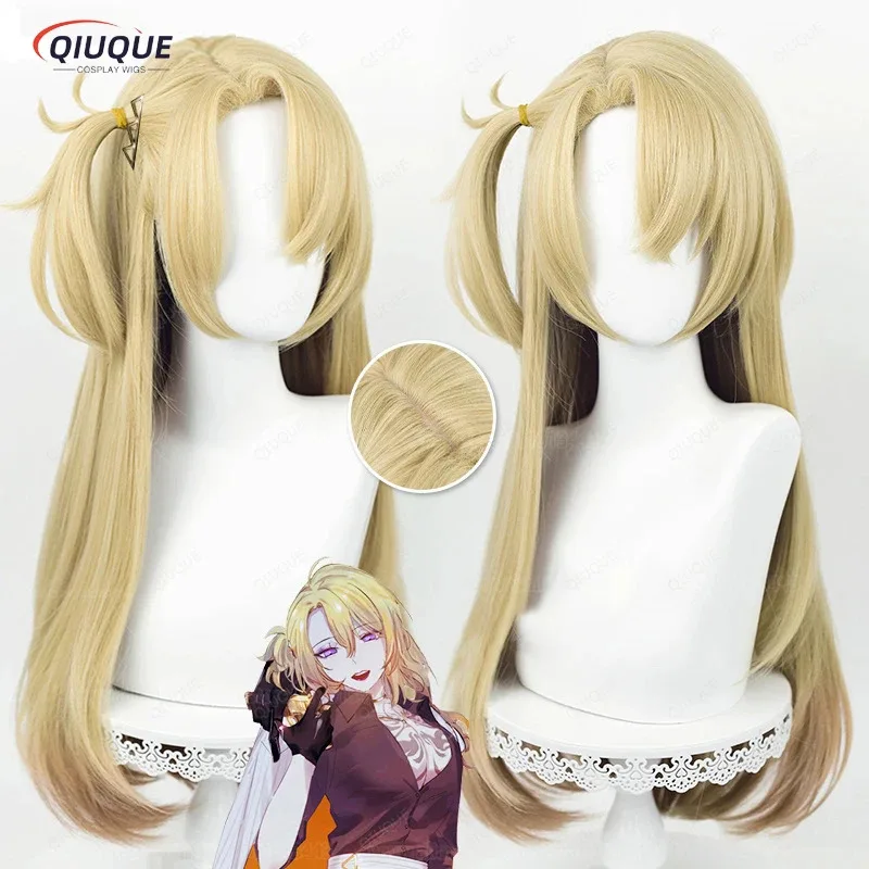 2025 yiyi Vtuber NIJISANJI EN 루카 카네시로 코스프레 황금색 내열성 합성 머리카락 애니메이션 할로윈 파티 가발 + 가발 C