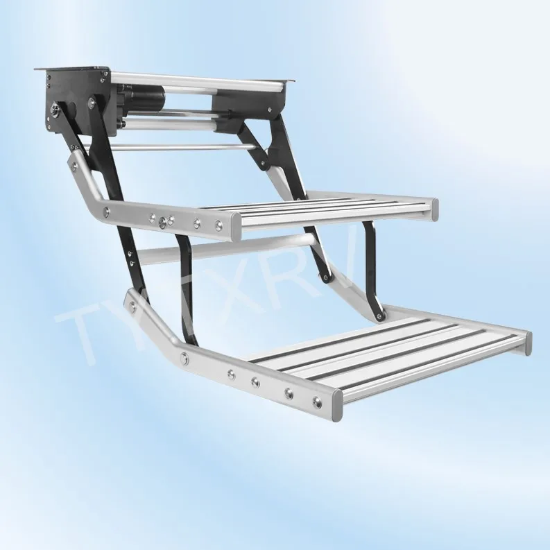 RV Double Electric Step With LED Light Thickened Aluminum Alloy Caravan Truck Trailer Steps