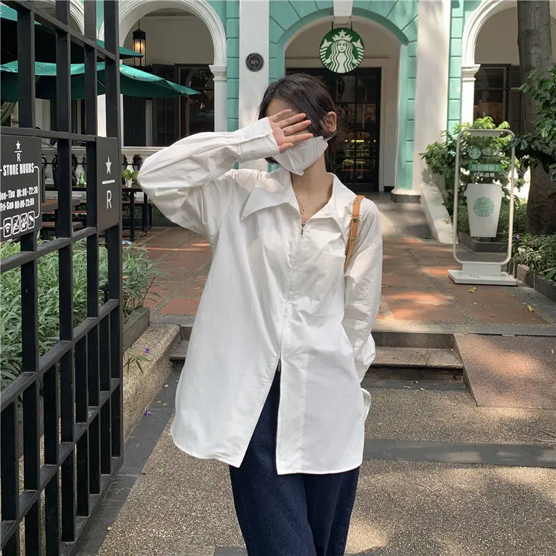 

Shirts Women Solid Simple Pockets Leisure Elegant Office Lady Spring Basic Ulzzang Streetwear Stylish Tops Tender Hot Sale New