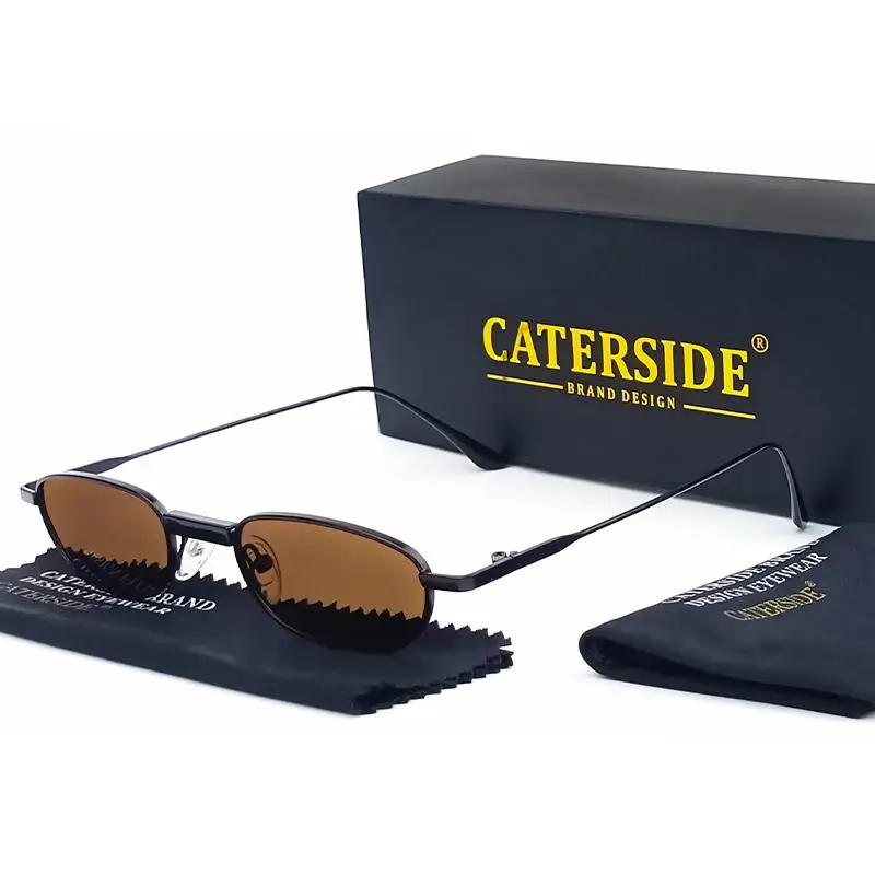 CATERSIDE Polarisierte kleine Sonnenbrille für Herren, rechteckig, Punk-Markendesign, Sonnenbrille für Damen, zum Fahren, für Partys, Urlaub, Geschenke – Detail 3