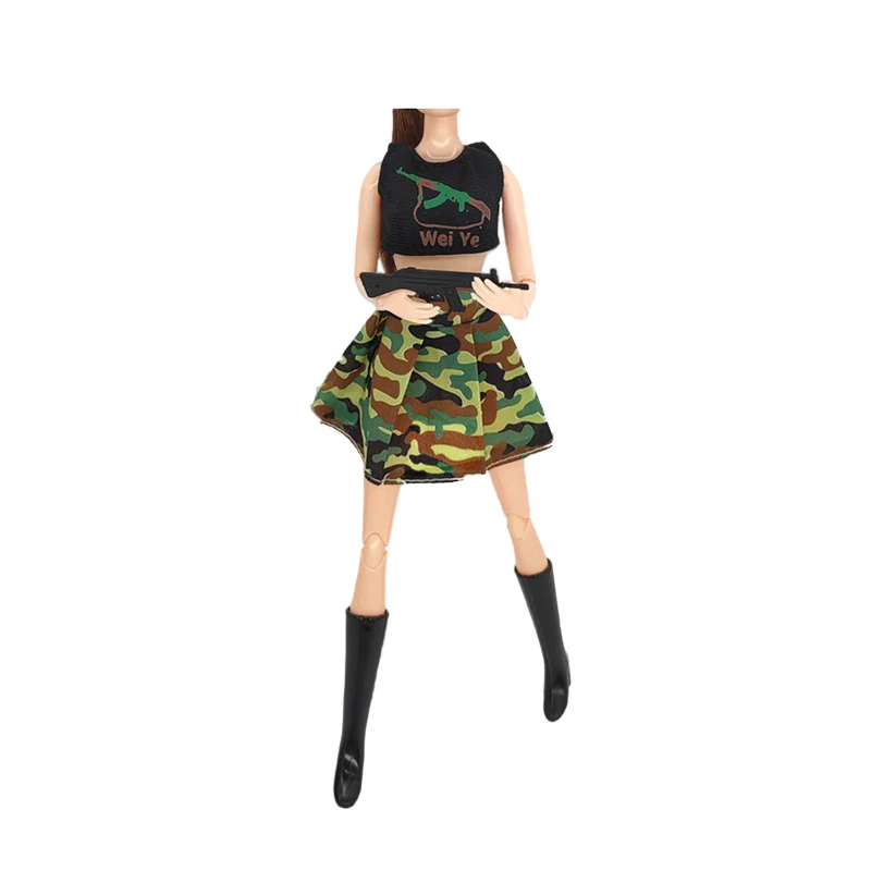 1/6 Handmade Fashion Cool Doll Clothes Camouflage Army Military Uniform for Barbie Doll Accessories Handmade Fashion Daily Suit