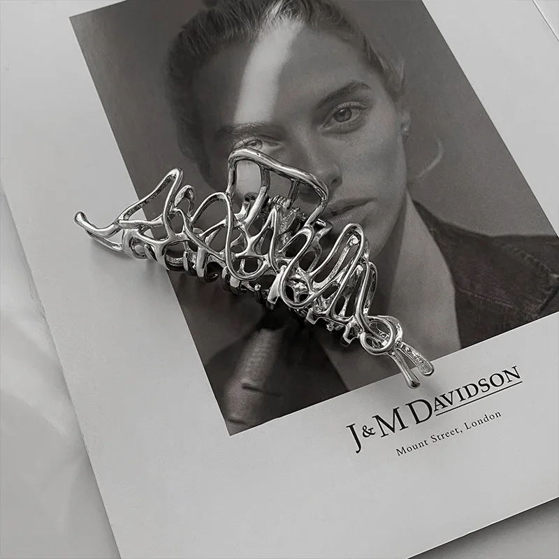 

Большой металлический зажим для волос, нерегулярные заколки для волос в стиле панк, серебряные заколки для волос, женские винтажные зажимы для челюстей, аксессуары для волос