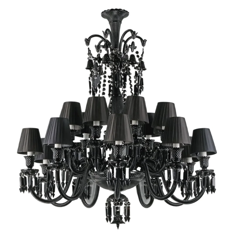 

European luxury K9 crystal chandelier French black fabric sunglasses hotel wedding decoration lamp