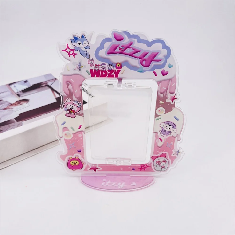 Kpop Idols WINTER RIIZE Card Seelve Rotating Signboard Desktop Standing Card Display Rack Double Sides Printing ITZY Fans Gifts