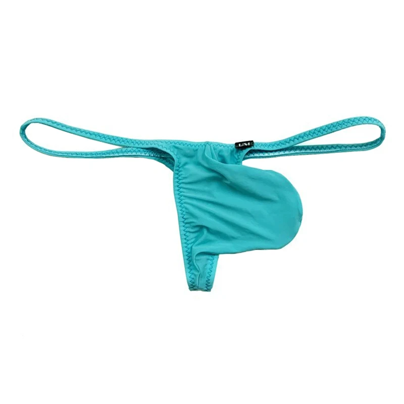 Big Bulge Pouch Underware Thin Cockring Thongs Trunk Sexy Thongs T-back String Undies Slightly Through Gay Satin Panties